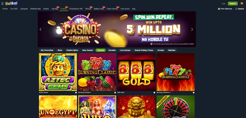 Betika Casino Slots Screenshot